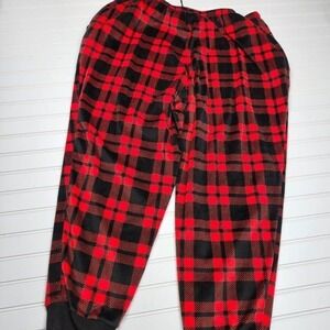 CuddlDuds Jammies For Your Family Super‎ Soft Red & Black Check 3x Jogger Bottom